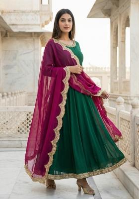 Pink Digital Print Organza Dupatta