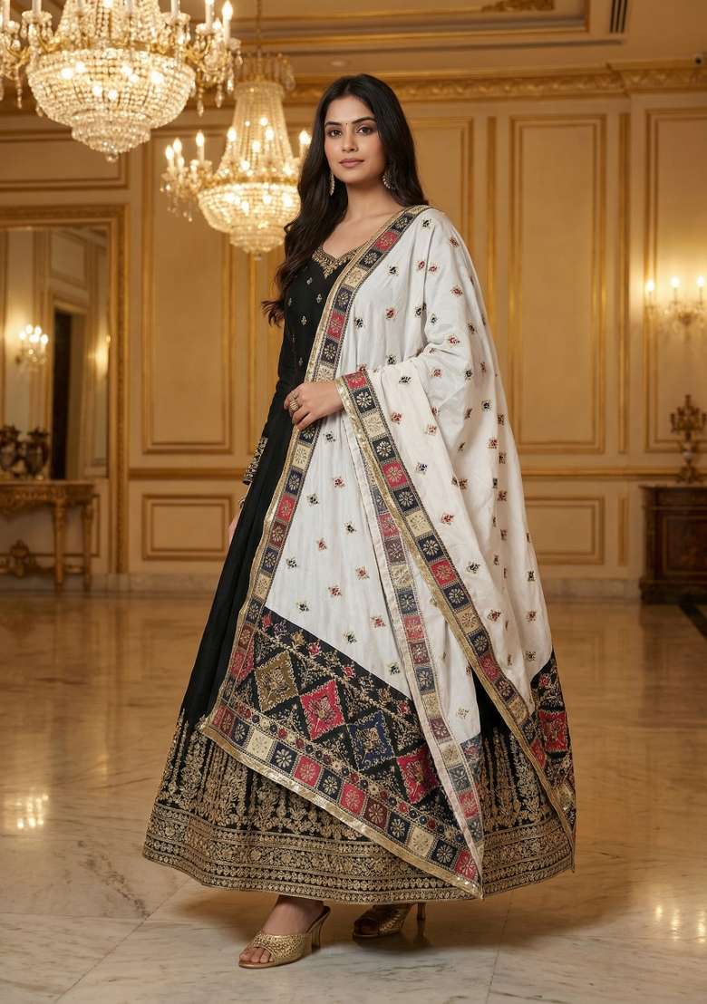 White Digital Print Cotton Dupatta - Indya