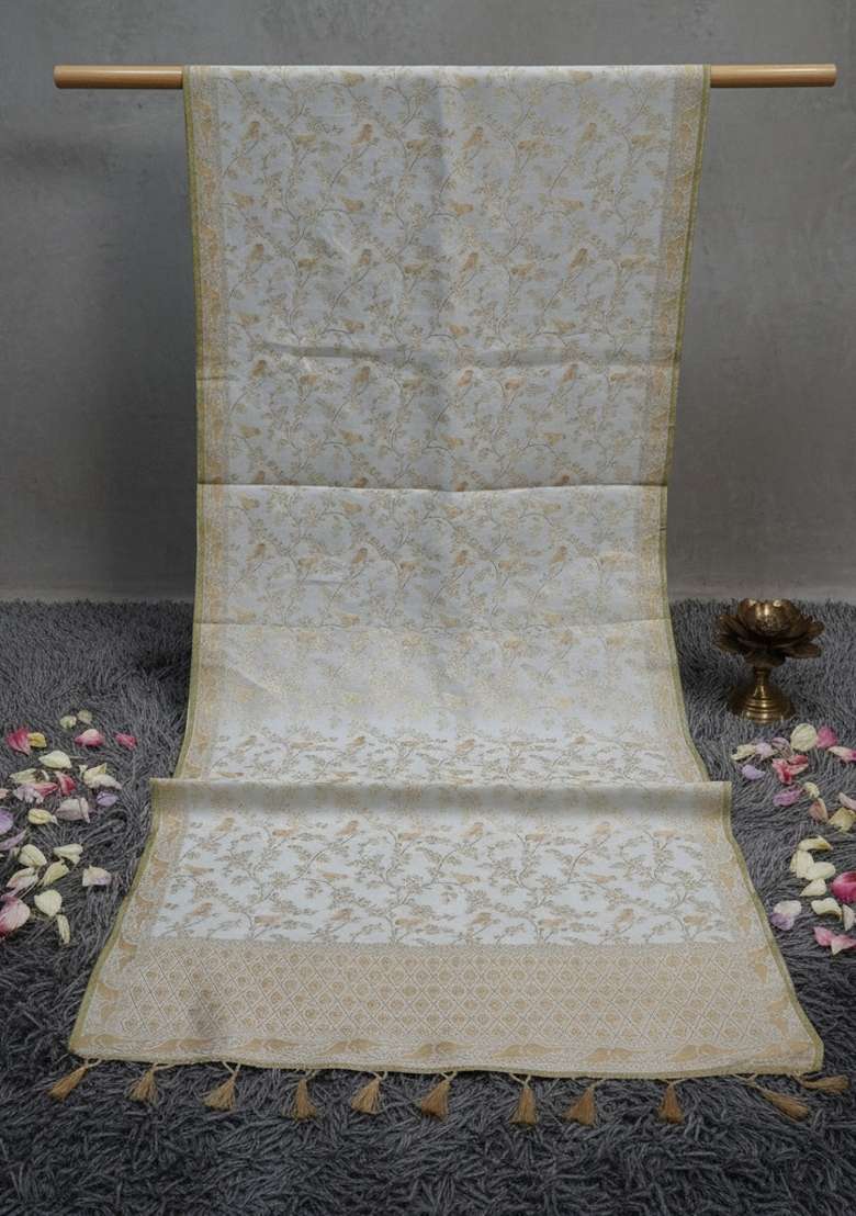 Cream Digital Print Blended Dupatta - Indya