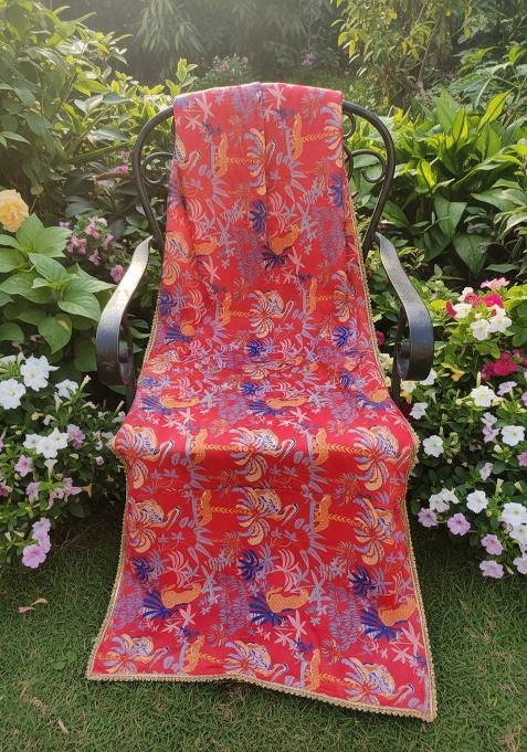 Red Printed Georgette Dupatta