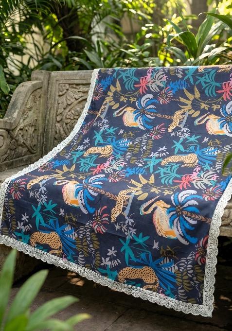 Blue Printed Georgette Dupatta