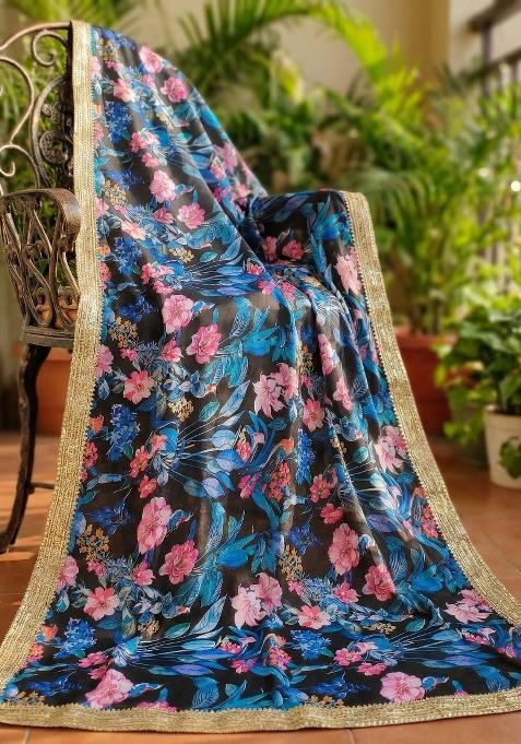 Black Printed Georgette Dupatta