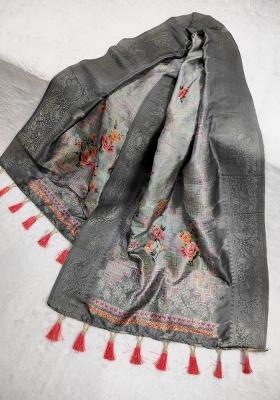 Grey Printed Jacquard Dupatta