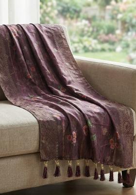 Purple Printed Jacquard Dupatta
