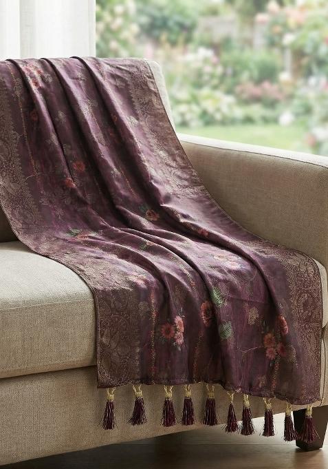 Purple Printed Jacquard Dupatta