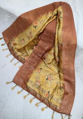 Yellow Printed Jacquard Dupatta