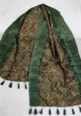 Green Printed Jacquard Dupatta