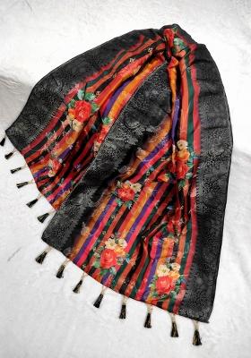 Multicolor Printed Jacquard Dupatta