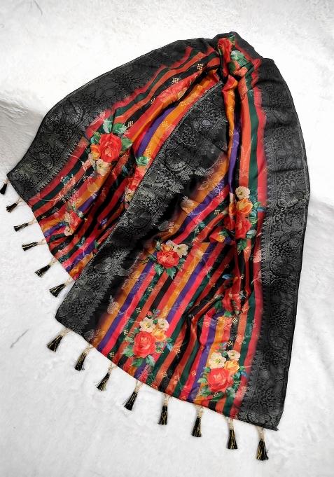 Multicolor Printed Jacquard Dupatta
