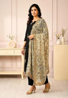 Light Yellow Printed Satin Dupatta