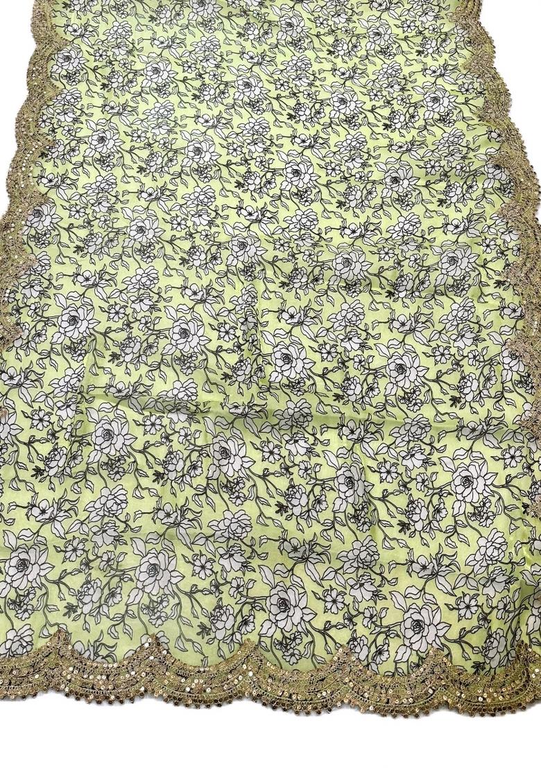 Radium Printed Satin Dupatta - Indya