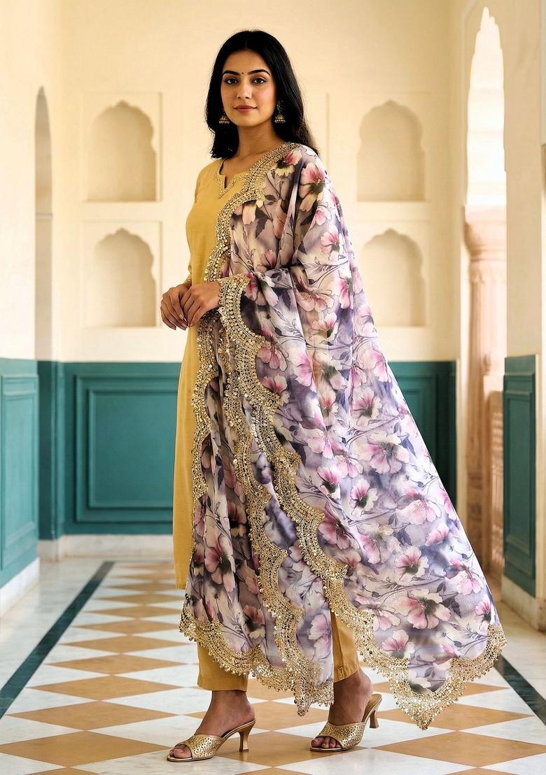 Jambli Printed Satin Dupatta - Indya