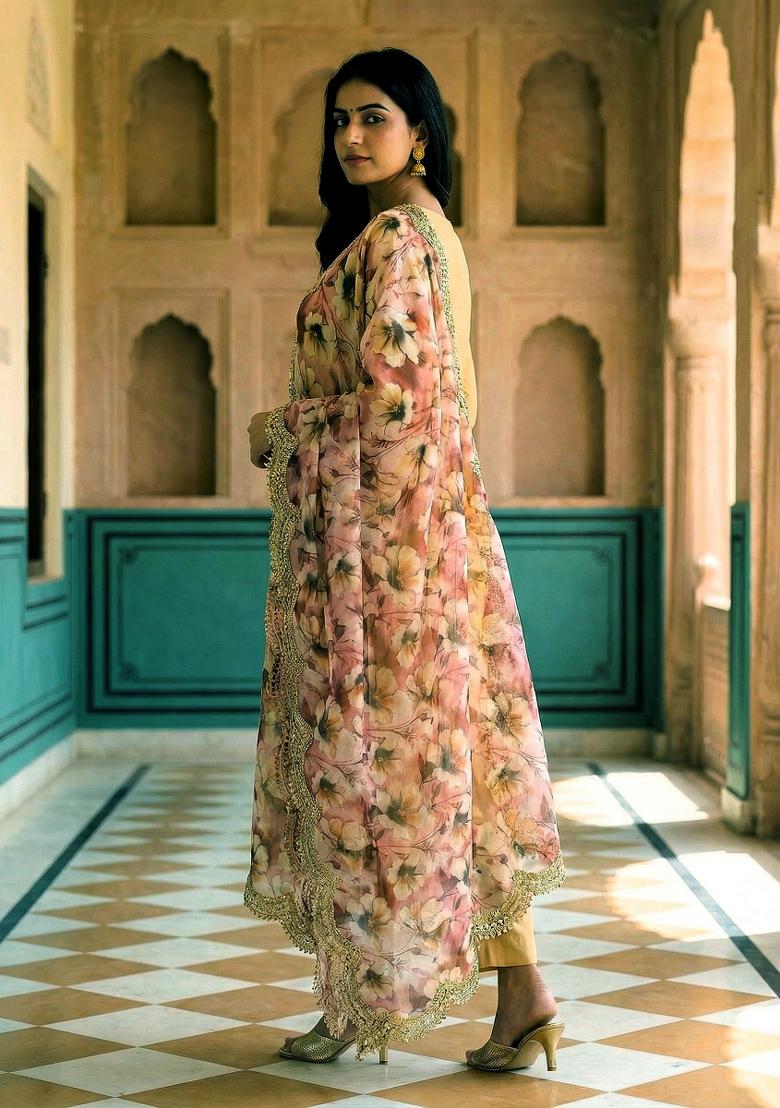 Maroon Printed Satin Dupatta - Indya