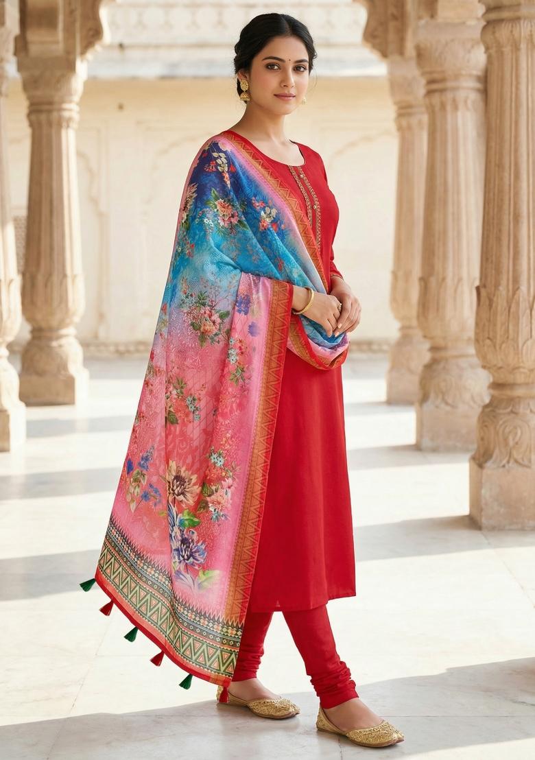 Multicolor Printed Cotton Dupatta - Indya