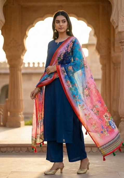 Multicolor Printed Cotton Dupatta