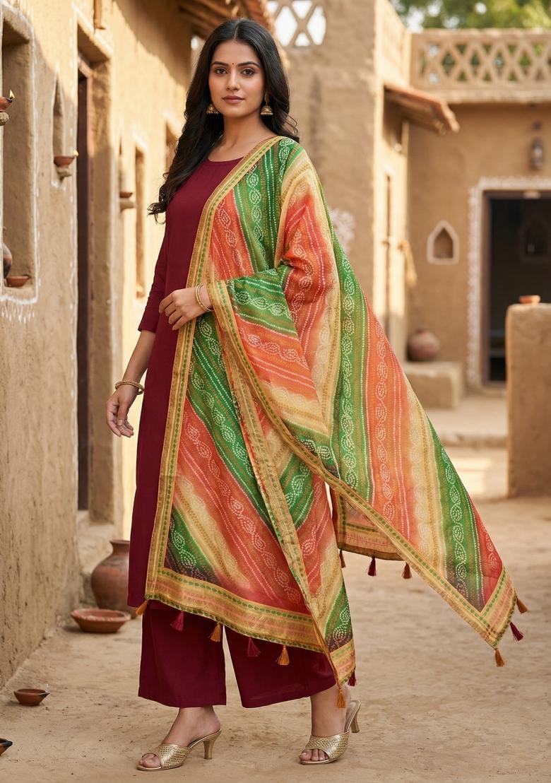 Multicolor Printed Cotton Dupatta - Indya