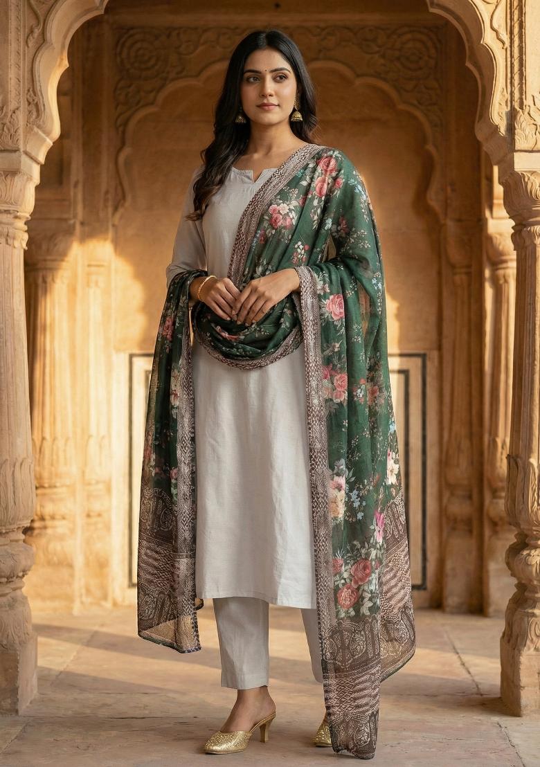 Multicolor Printed Cotton Dupatta - Indya