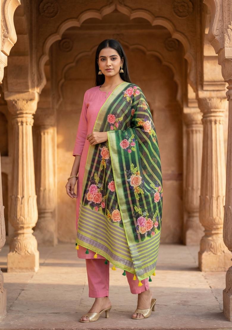 Multicolor Printed Cotton Dupatta - Indya