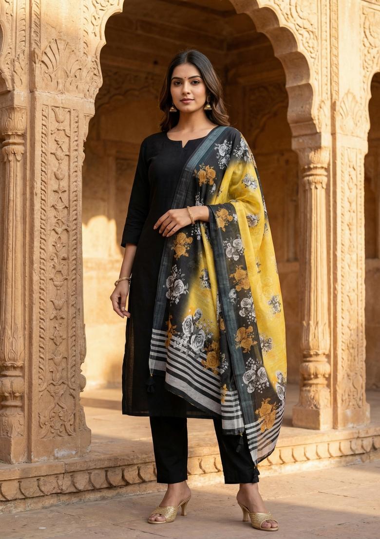 Multicolor Printed Cotton Dupatta - Indya