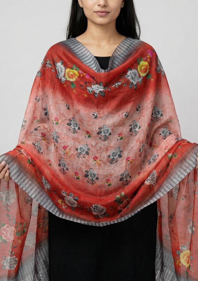 Multicolor Printed Cotton Dupatta - Indya