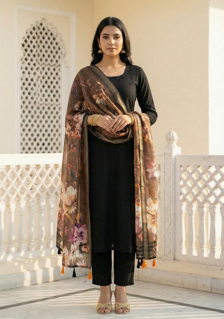 Multicolor Printed Cotton Dupatta - Indya