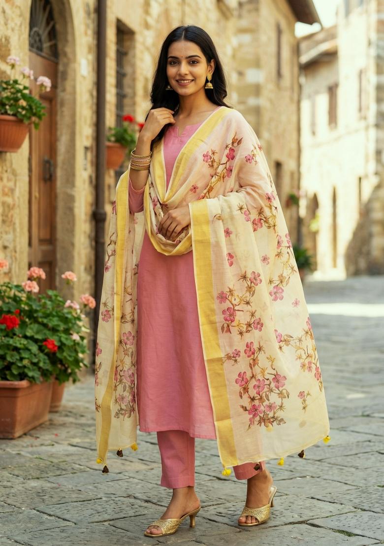 Multicolor Printed Cotton Dupatta - Indya