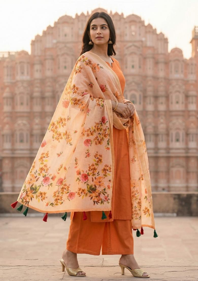 Multicolor Printed Cotton Dupatta - Indya