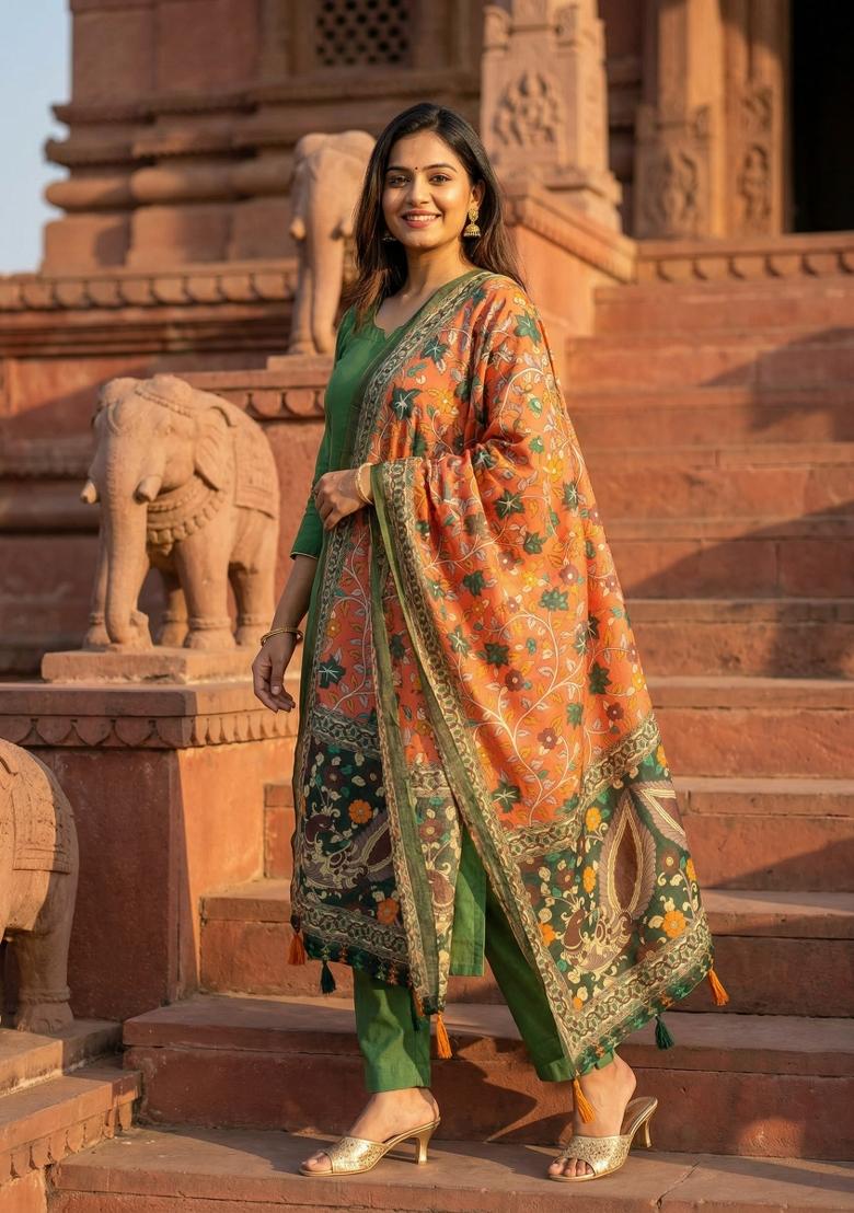 Multicolor Printed Cotton Dupatta - Indya