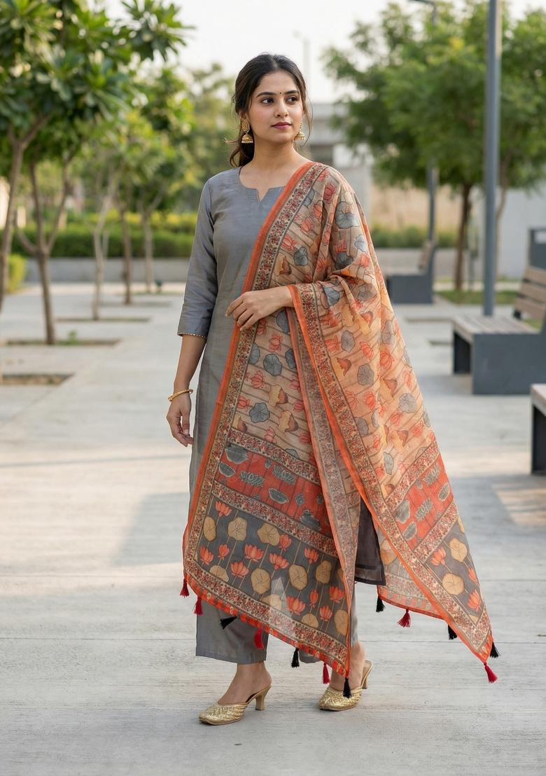 Multicolor Printed Cotton Dupatta - Indya