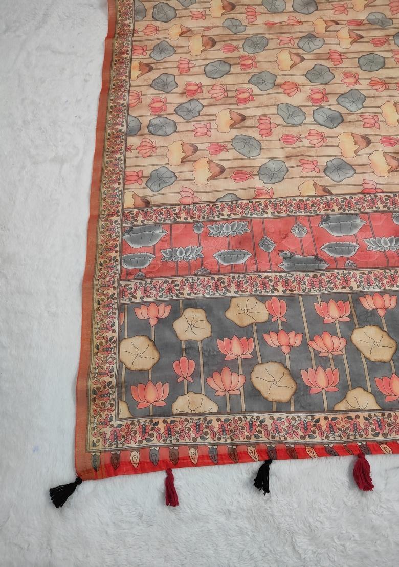 Multicolor Printed Cotton Dupatta - Indya