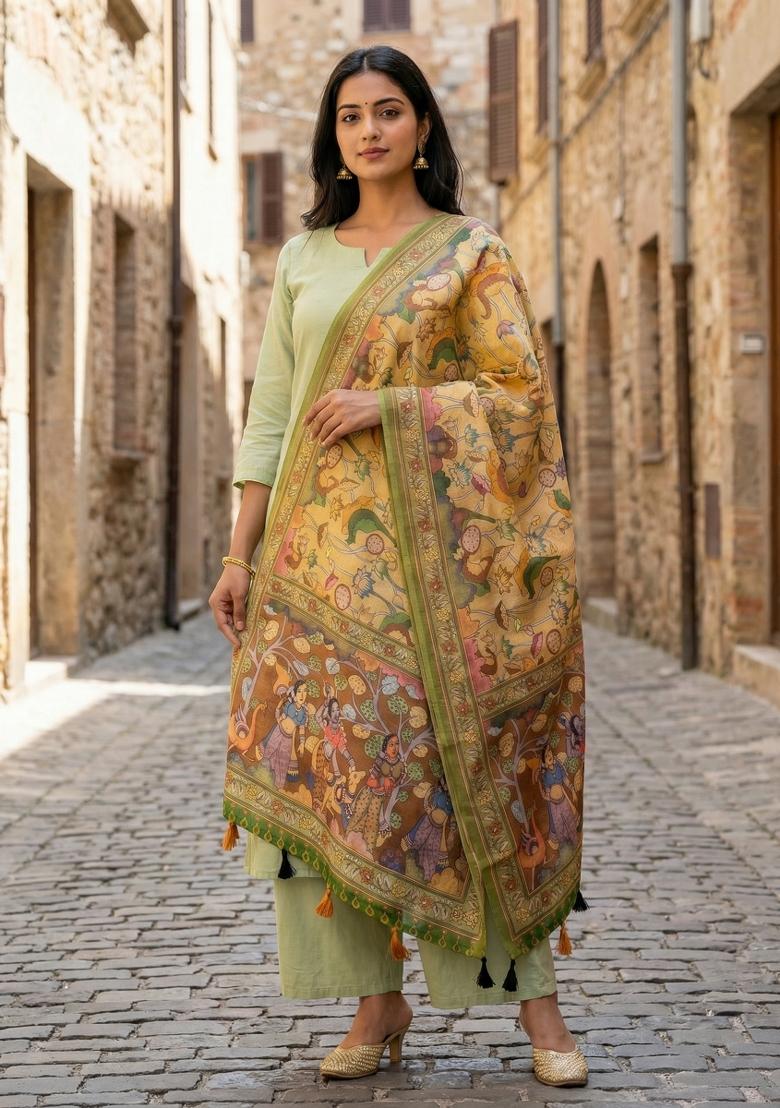 Multicolor Printed Cotton Dupatta - Indya