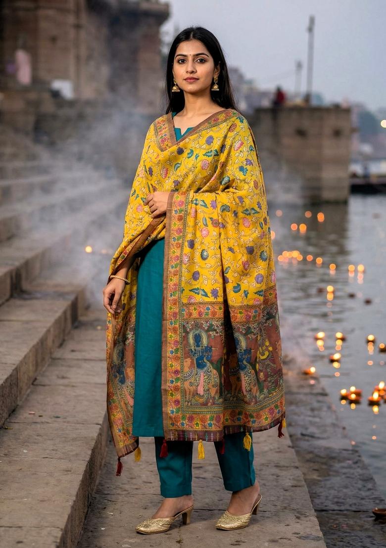 Multicolor Printed Cotton Dupatta - Indya