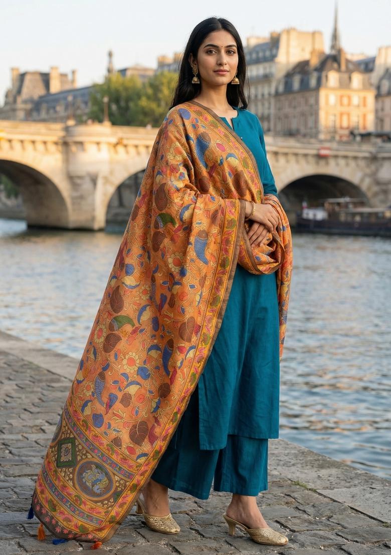 Multicolor Printed Cotton Dupatta - Indya