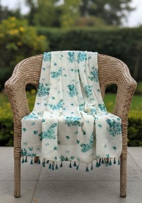 Teal Printed Chanderi Dupatta