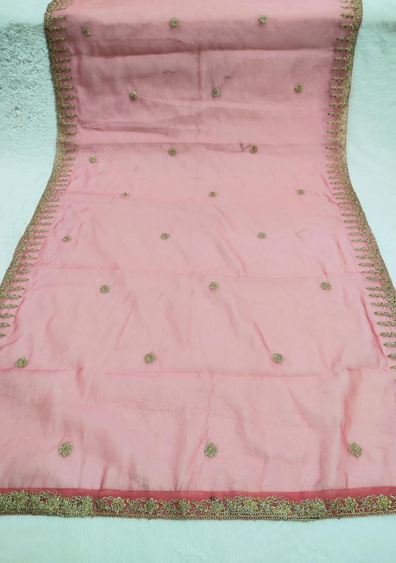 Pestal Pink Printed Silk Dupatta - Indya