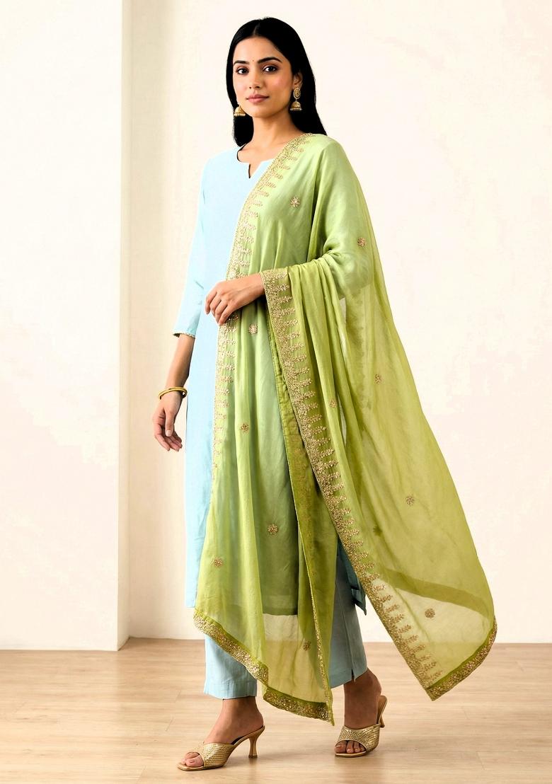 Popti Printed Silk Dupatta - Indya