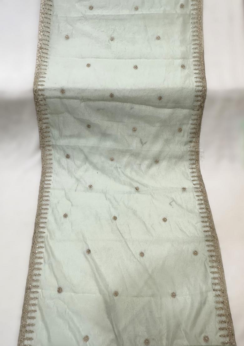 Sky Blue Printed Silk Dupatta - Indya