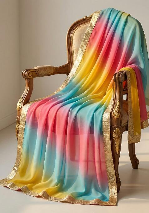 Multicolor Printed Silk Dupatta