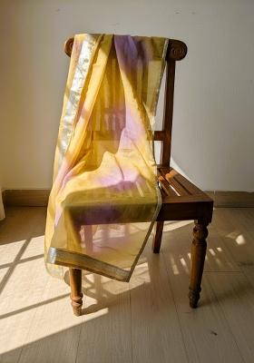 Mustard Printed Silk Dupatta