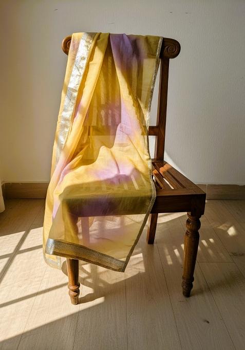 Mustard Printed Silk Dupatta