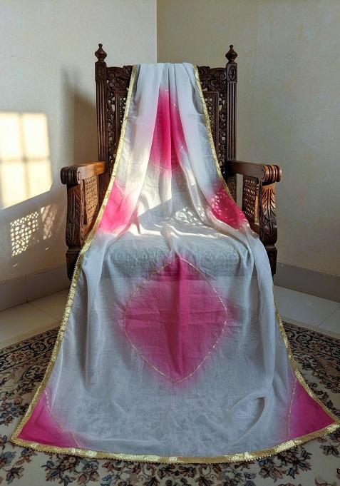 Pink Printed Silk Dupatta