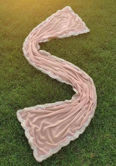 Peach Printed Silk Dupatta