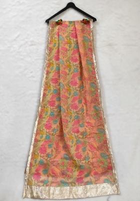 Orange Printed Silk Dupatta