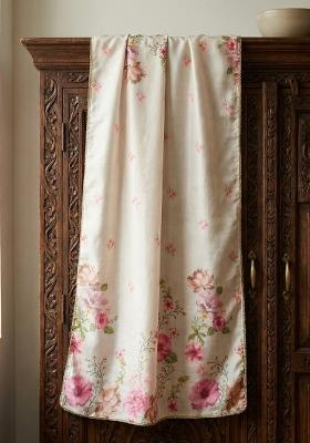 White Printed Silk Dupatta