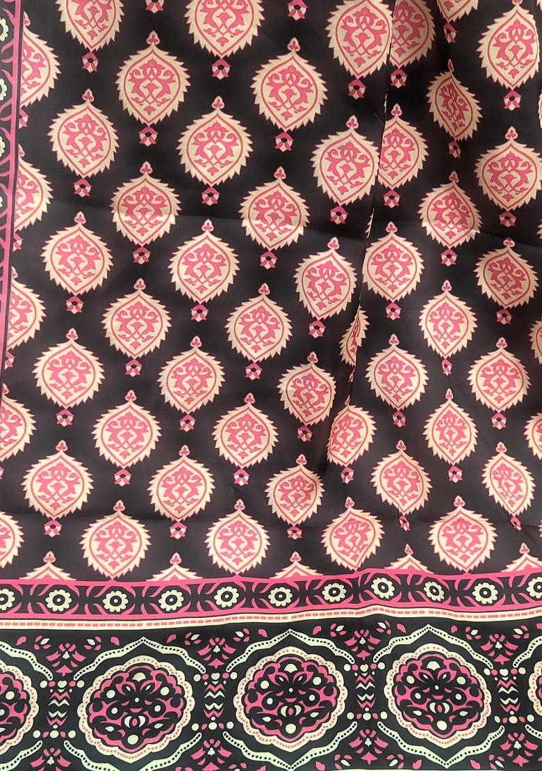 Pink Printed Silk Dupatta - Indya