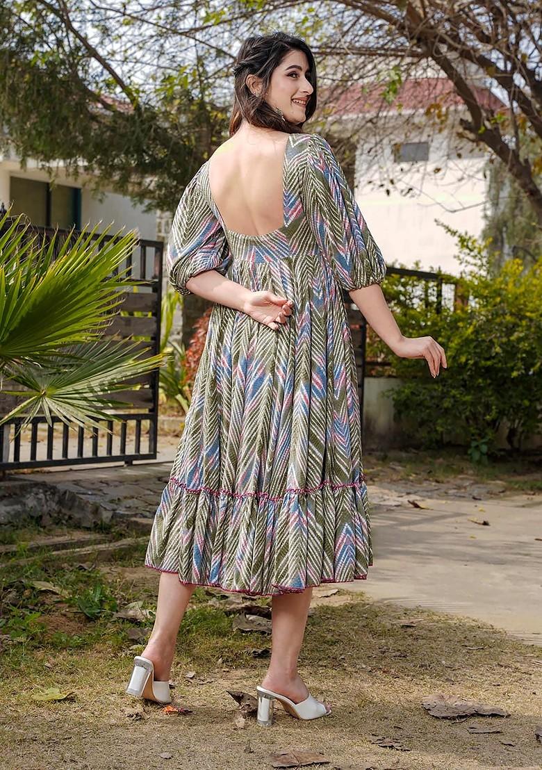 Multicolour Printed Heavy Rayon Dress