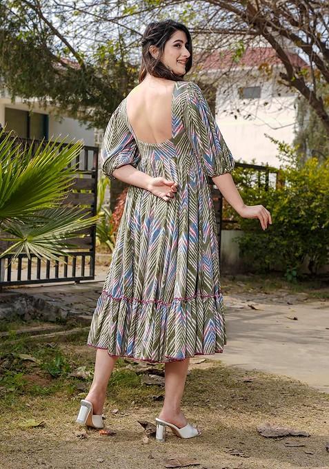 Multicolour Printed Heavy Rayon Dress