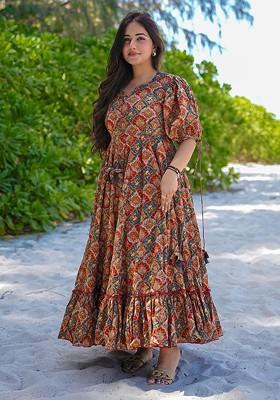 Multicolour Printed Heavy Rayon Dress