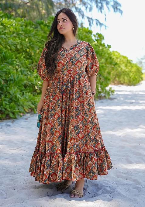 Multicolour Printed Heavy Rayon Dress