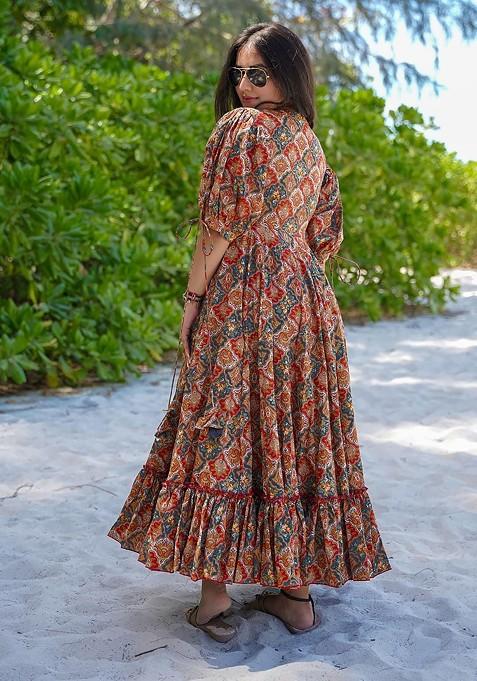 Multicolour Printed Heavy Rayon Dress